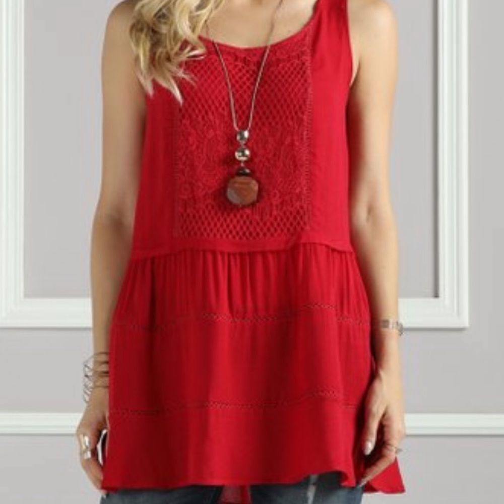 Boho Lace Detail Tunic! EUC!
